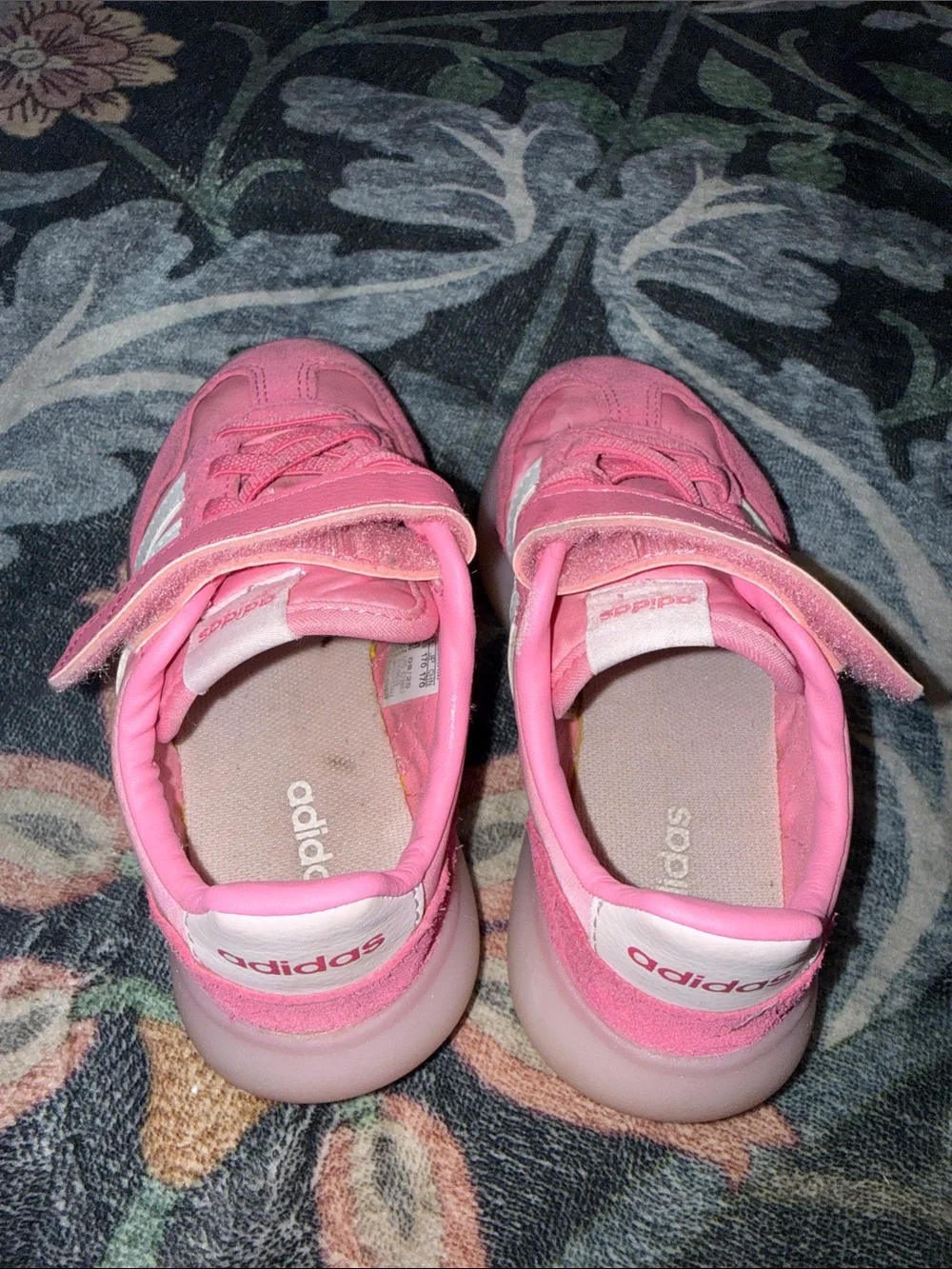 adidas Kids Pink and White Sneakers with Hook-and-Loop Strap